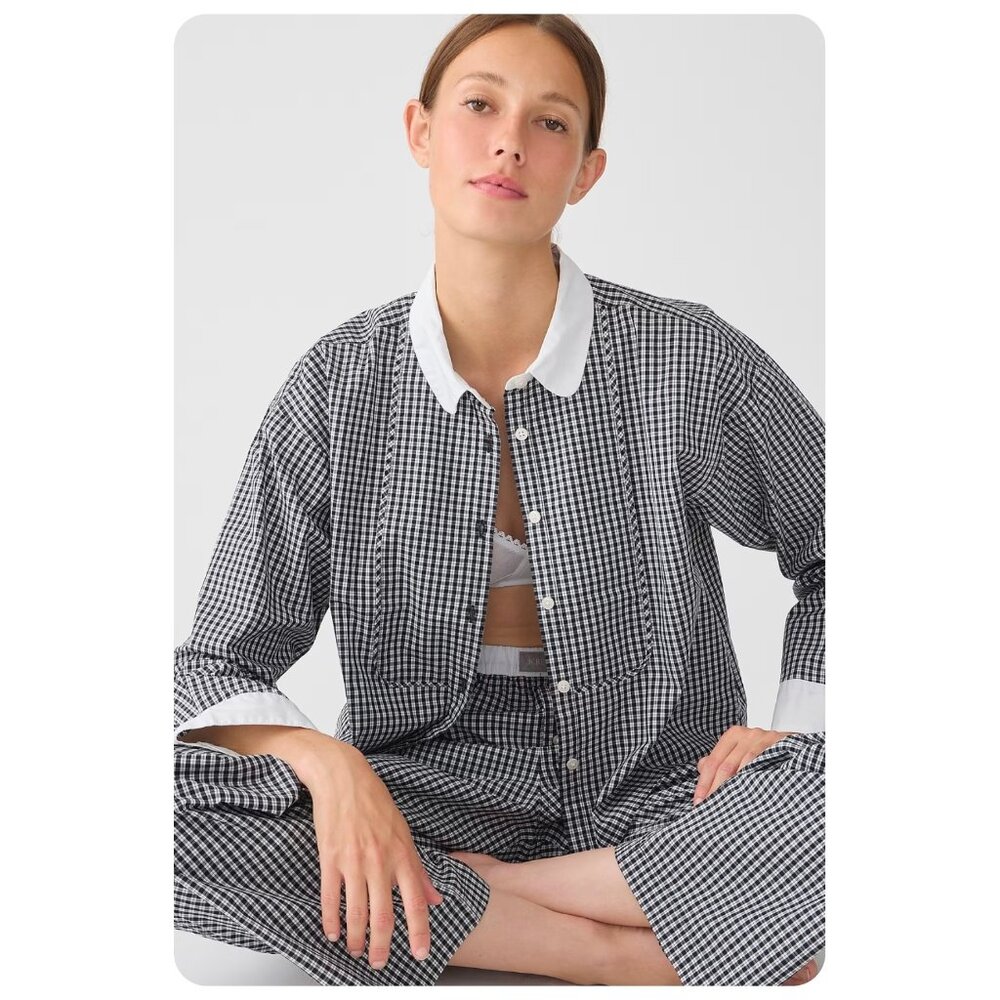J. Crew Black & White Gingham Pajama Set